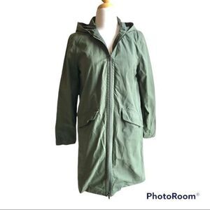 Kate Spade Saturday army green long lightweight hooded jacket medium